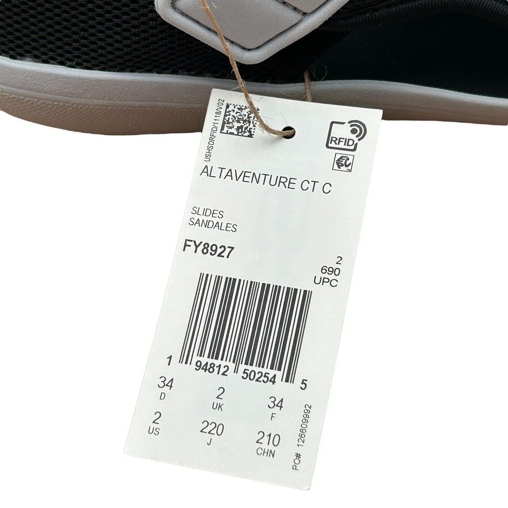 Adidas‎ Youth Boys Sporty Sandal Sz 2 Black-Gray Slip-on Closed Toe Water Shoes - Picture 7 of 9